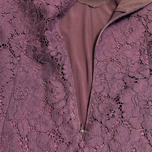 Lauren Ralph Lauren Women's Sheath Dress Lace Purple Size 10 Cap Sleeve V-Neck - Picture 3 of 11